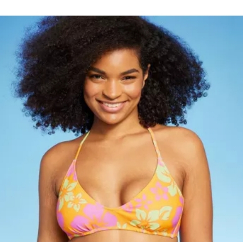 Women's Scoop Front Bralette Bikini Top - Wild Fable Size Small Bright Colors - Picture 4 of 7